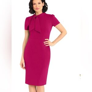 Maggy London Fuchsia Tie-Neck Sheath Dress